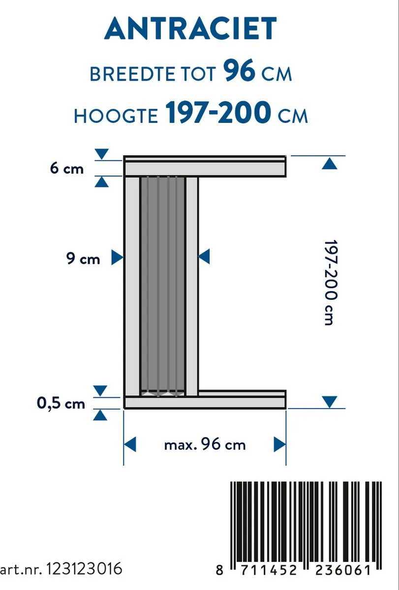 Bruynzeel S900 Plissé Hordeur 96x197-200cm Antraciet