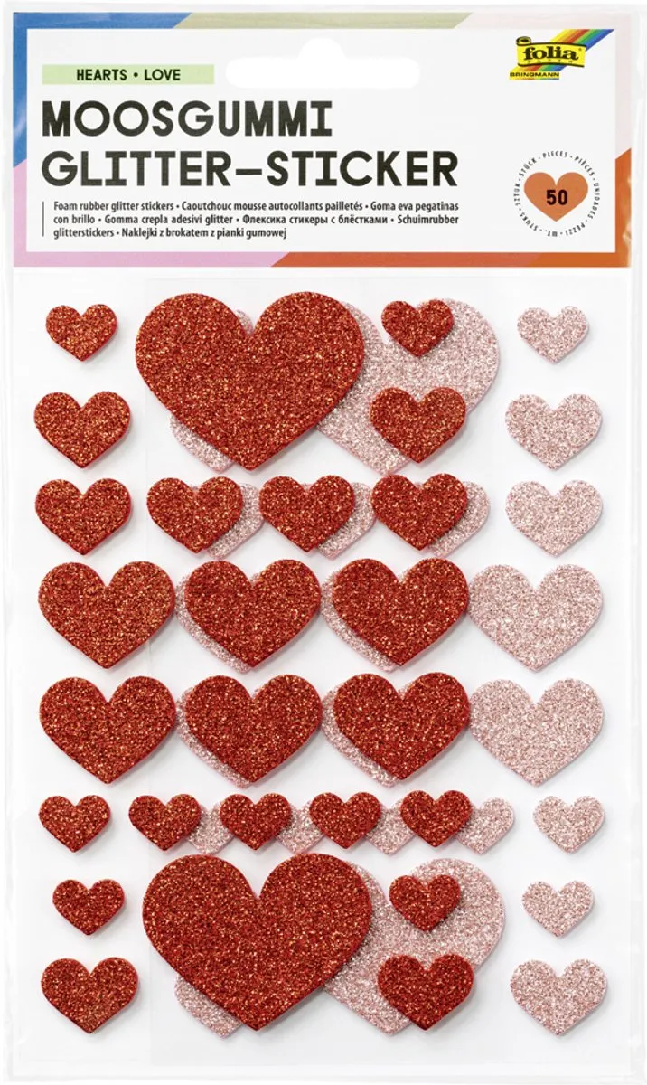 Folia Foam Glitter Stickers Hartjes Liefde