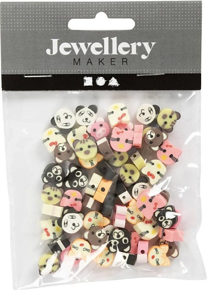 Creativ Company Klei Kralen Dieren 10mm - 60 Stuks Multicolor