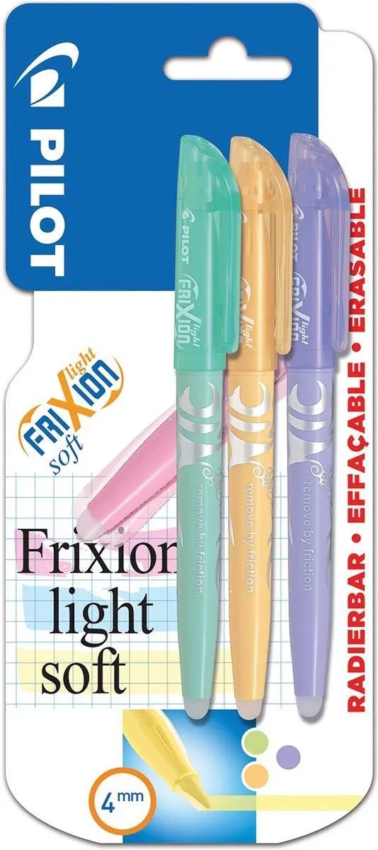 Pilot Frixion Soft Pastel Markeerstiften - 3 Stuks