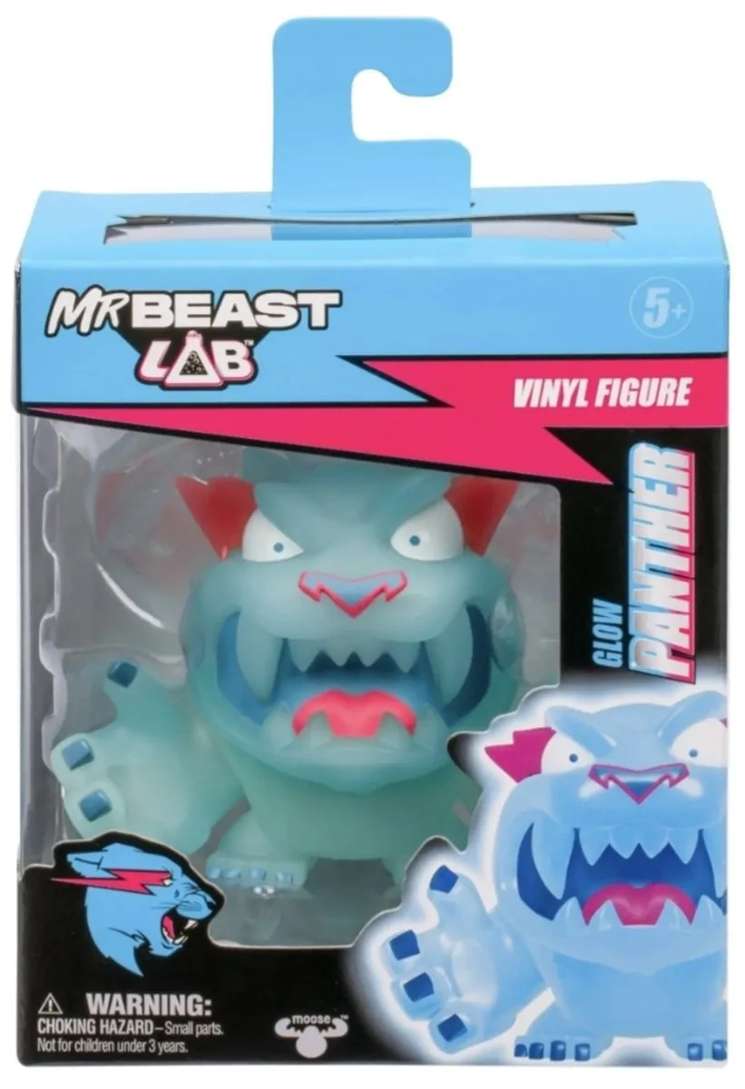 Moose Toys Glow Panther Mr. Beast Lab Vinylfiguur 8,8cm - Blauw