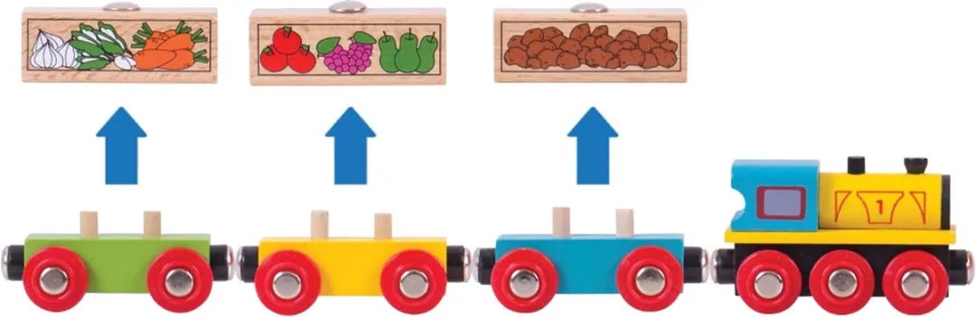 BIGJIGS Trein Fruit & Groente - 6 Stukken - Meerdere kleuren