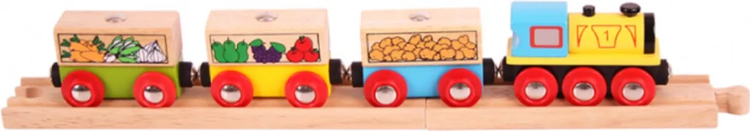 BIGJIGS Trein Fruit & Groente - 6 Stukken - Meerdere kleuren - afbeelding 6 van 6