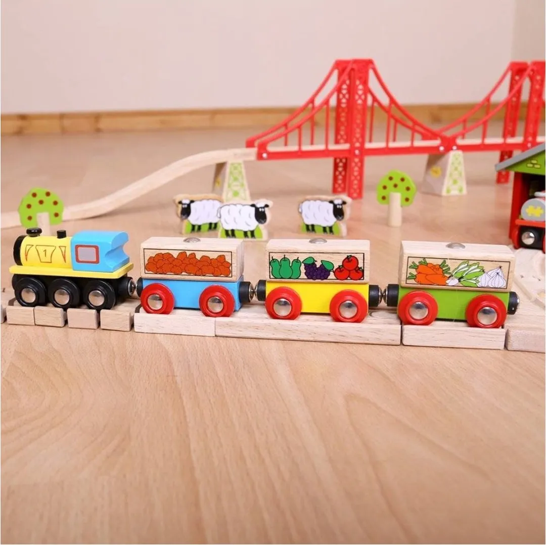 BIGJIGS Trein Fruit & Groente - 6 Stukken - Meerdere kleuren
