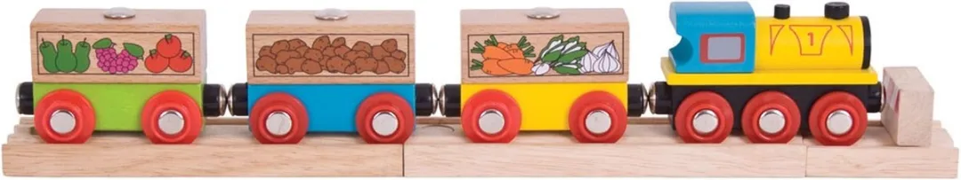 BIGJIGS Trein Fruit & Groente - 6 Stukken - Meerdere kleuren