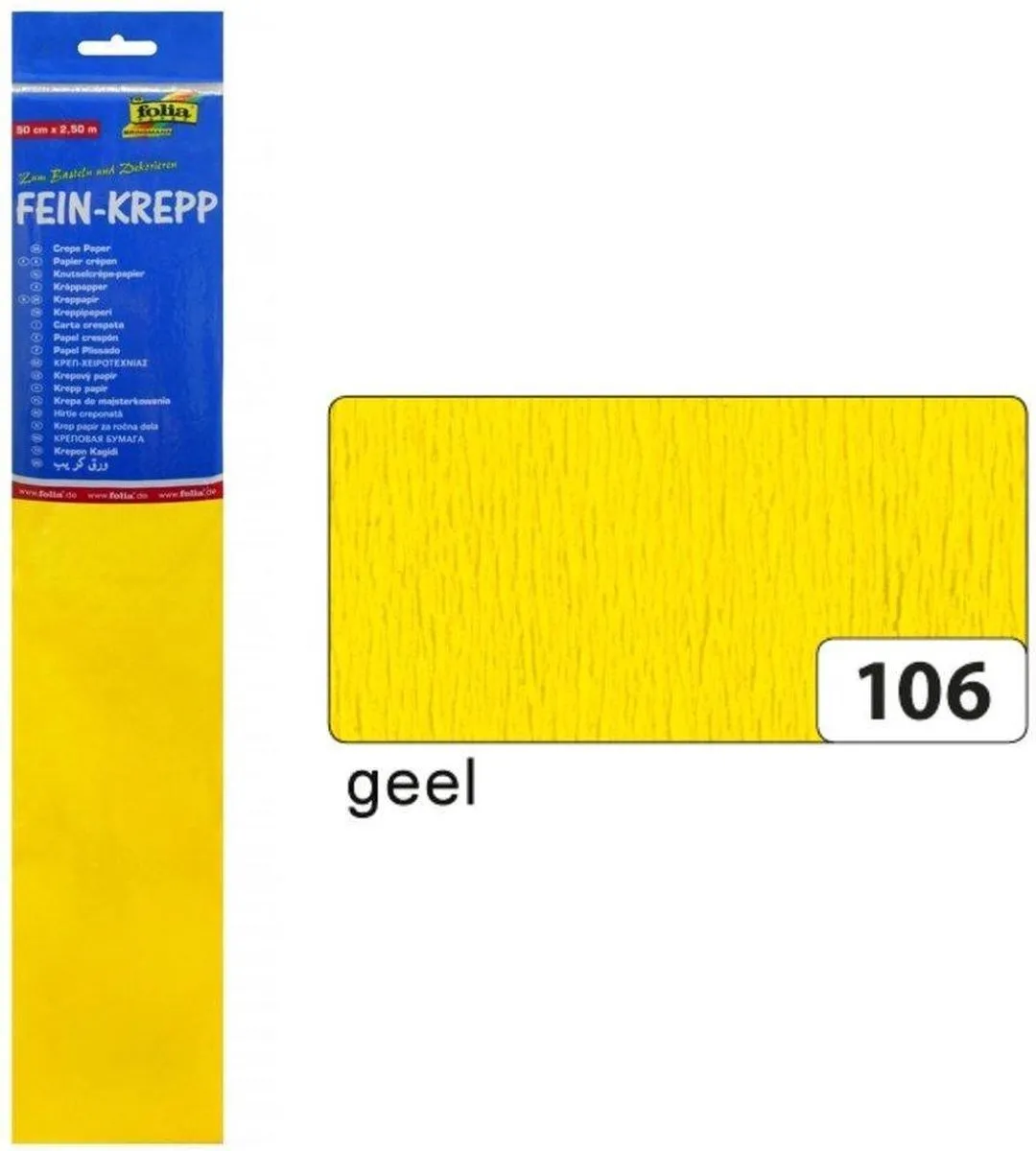 Folia Crêpepapier Geel 250x50cm