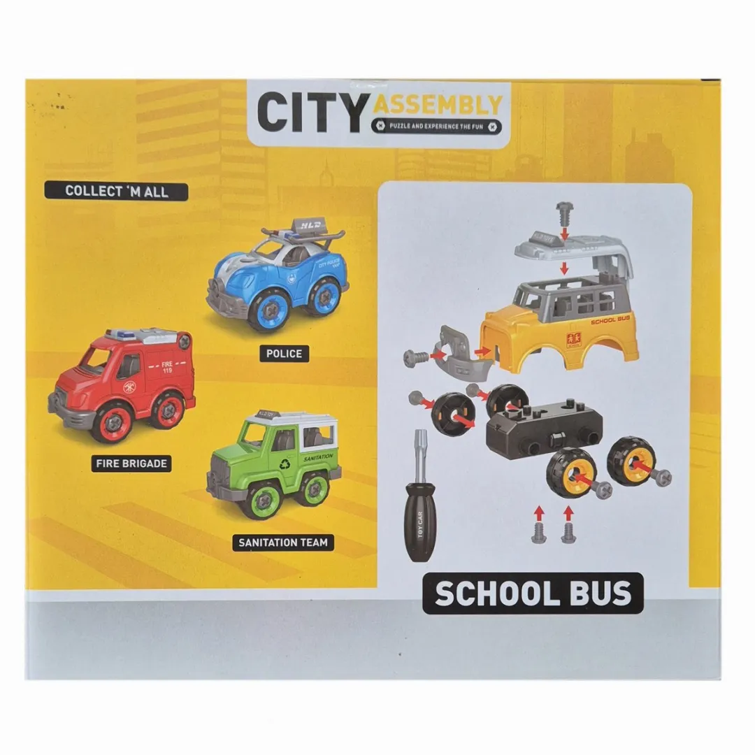 Ruby Toys Schoolbus City Bouwset RT07443Z - Geel/Rood/Grijs