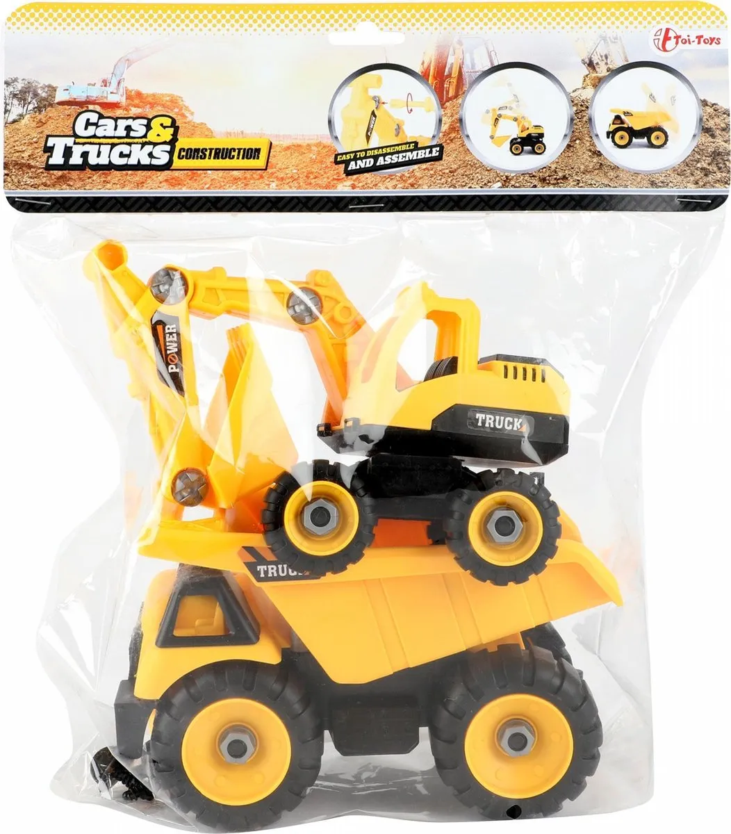 Toi-Toys Bouwvoertuigen Kiepwagen & Bulldozer 27x29,5cm Geel