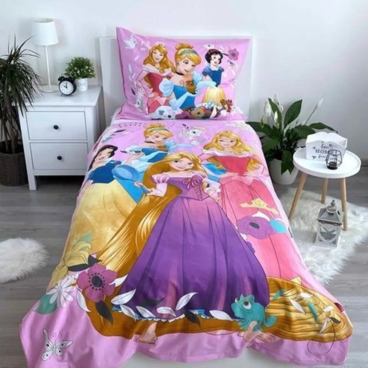 Disney Princess Dekbedovertrek Eenpersoons 140x200cm - Roze