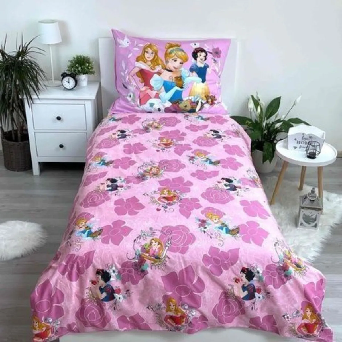 Disney Princess Dekbedovertrek Eenpersoons 140x200cm - Roze