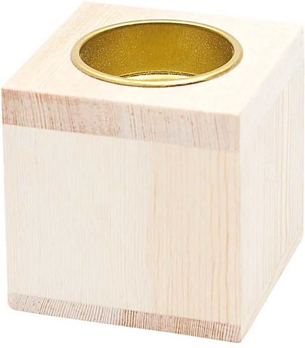 Rico Design Houten Kaarsenhouder 6x6x6cm