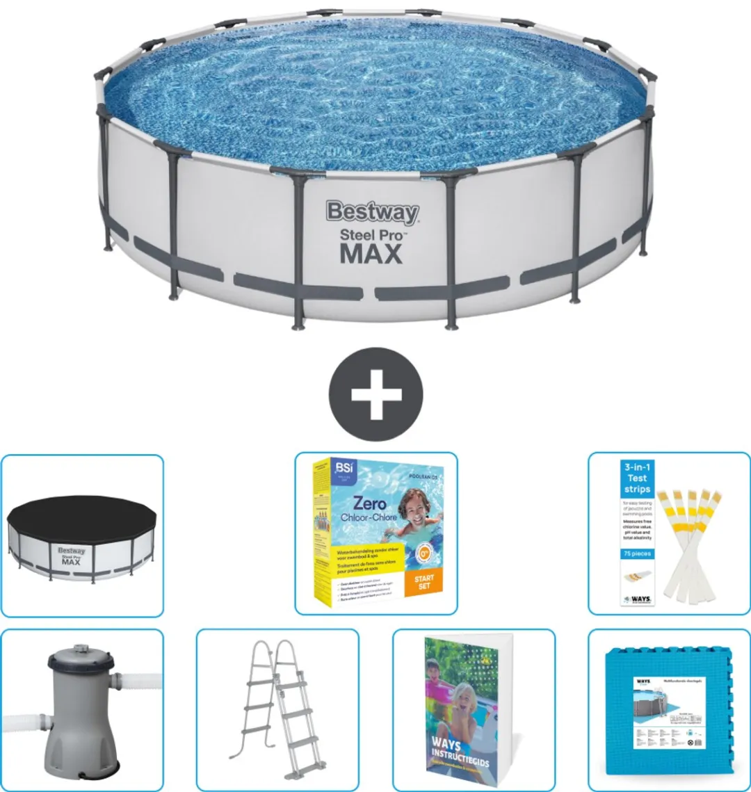 Bestway Steel Pro MAX Zwembad 427x107cm - Grijs - 15.232L