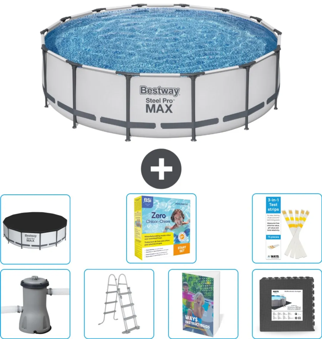 Bestway Steel Pro MAX Zwembad 427x107cm - Grijs - 15.232L