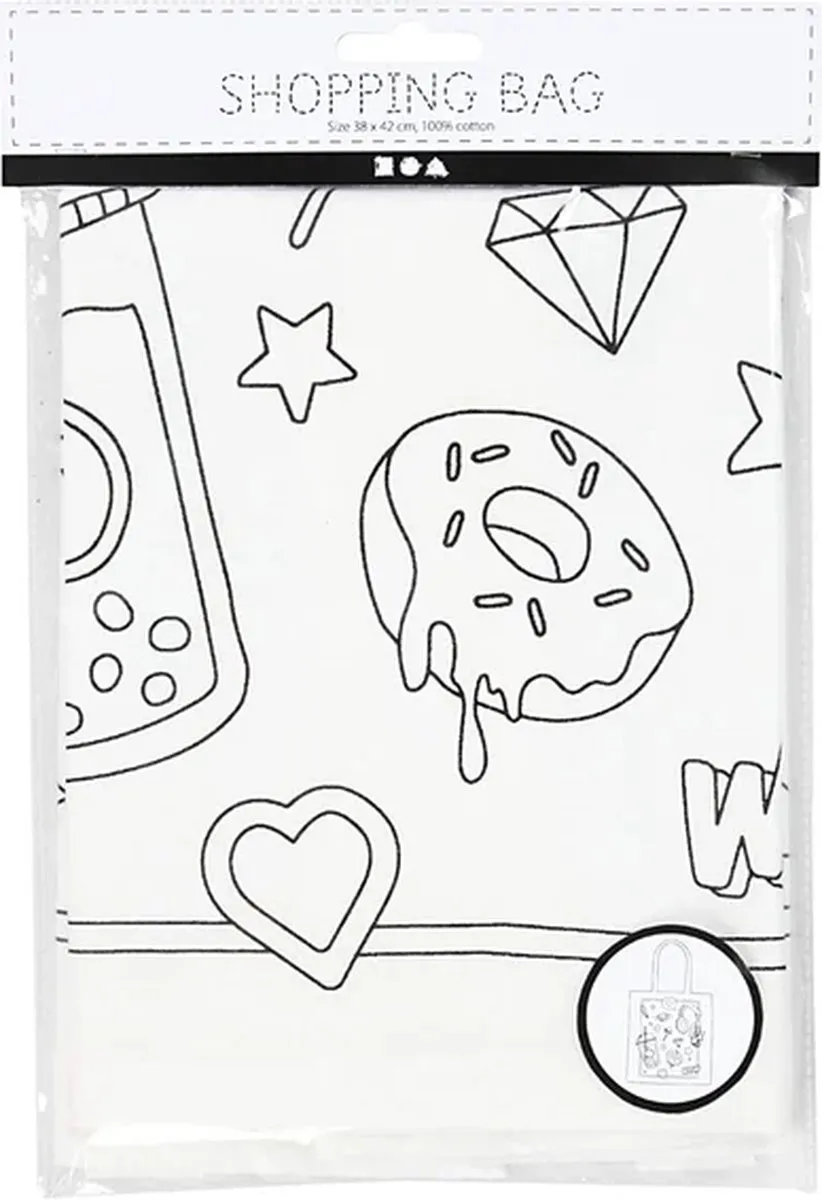 Creativ Company Katoenen Boodschappentas Wow 38x42cm - Multicolor
