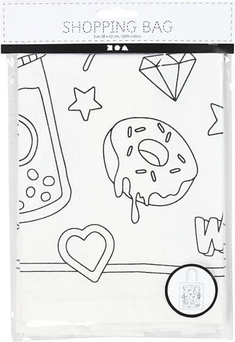 Creativ Company Katoenen Boodschappentas Wow 38x42cm - Multicolor
