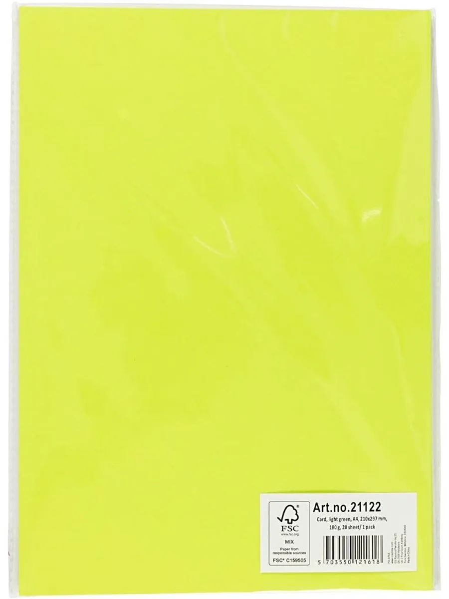 Creativ Company Gekleurd Karton A4 Limegroen - 20 Vel