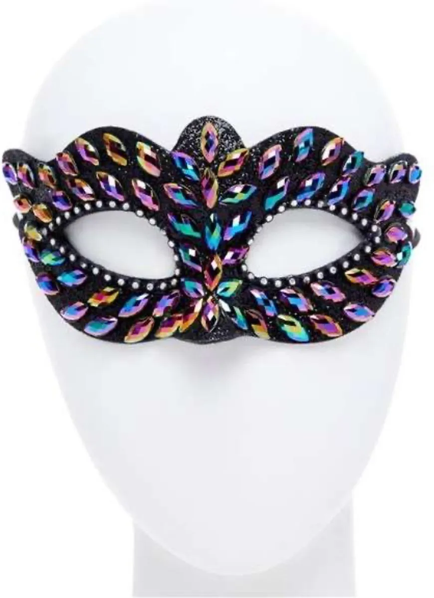 Carnival Toys Verkleedmasker Strass Zwart/Geel