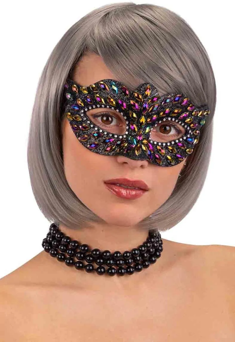 Carnival Toys Verkleedmasker Strass Zwart/Geel