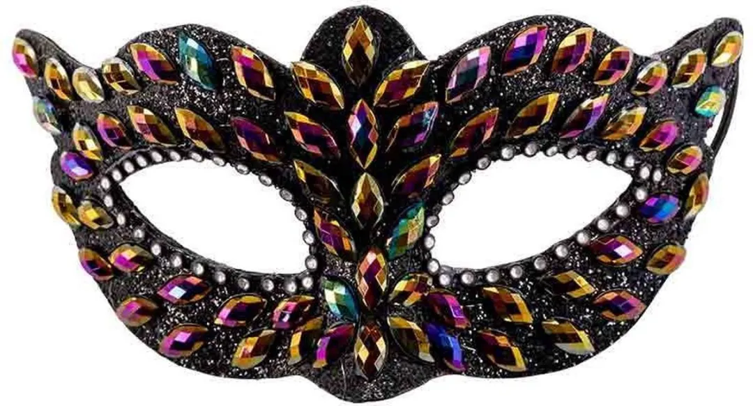 Carnival Toys Verkleedmasker Strass Zwart/Geel