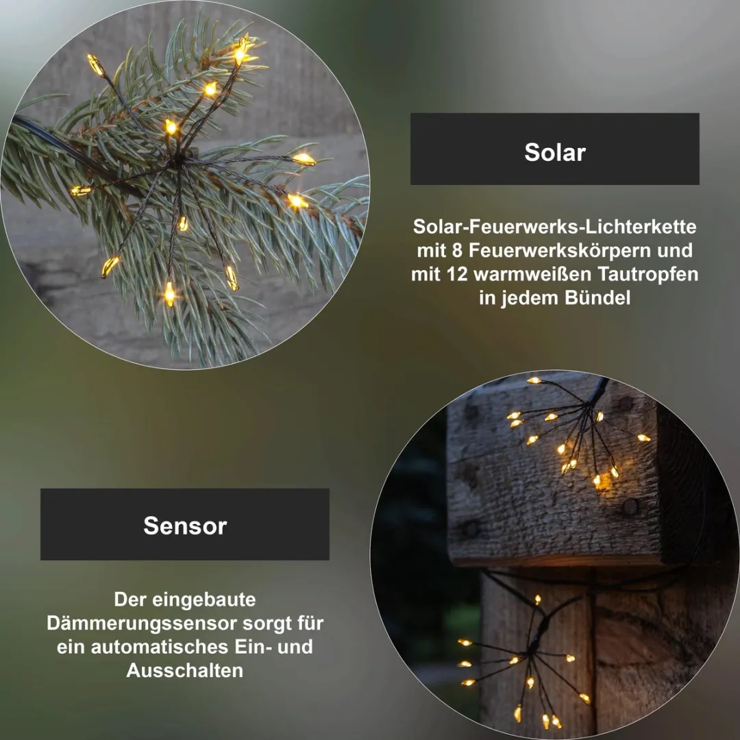 Star Trading Solar Lichtketting Firework 210cm - 96 LED Wit - afbeelding 6 van 6