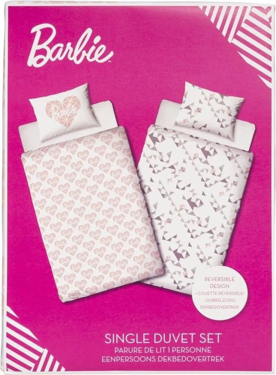 Barbie Dekbedovertrek 140x200cm - Roze/Wit - 1 persoons