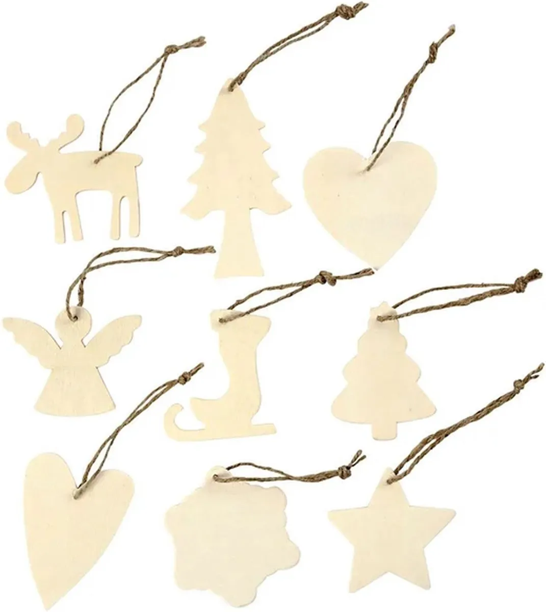 Creativ Company Houten Kerstornamenten Assortiment 7-8cm - 72 Stuks