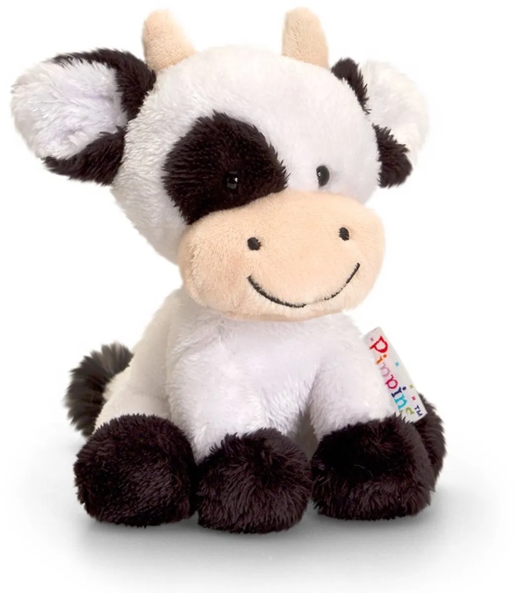 Keel Toys Pluche Koe Knuffels 14cm - 3 Stuks - Zwart/Wit