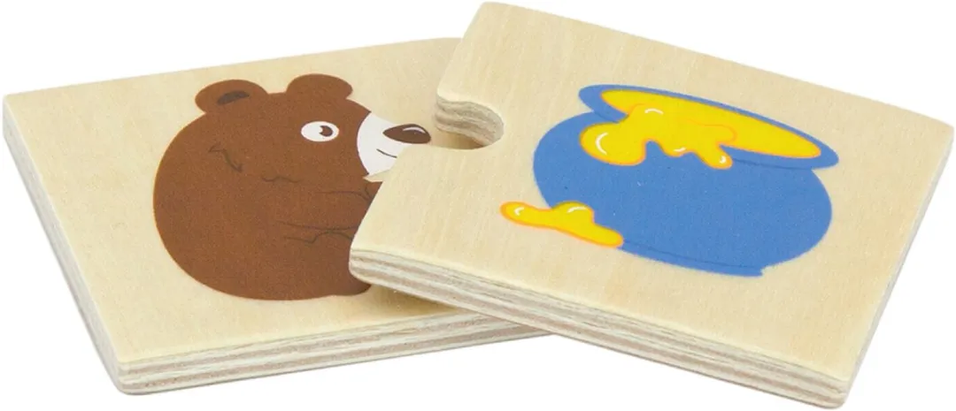 Viga Toys Houten Matchpuzzel Dieren & Voeding 24-delig Multicolor