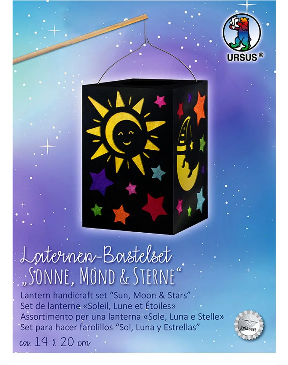 URSUS 2370099, Lampion, Karton, Papier, Zwart, Monochromatisch, Rechthoekig, Jongen/meisje
