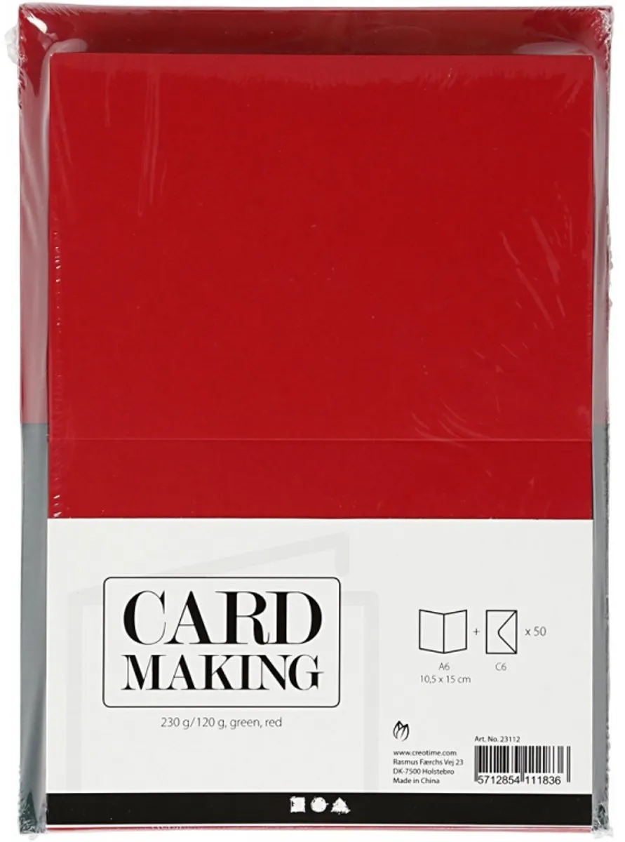 Creativ Company Kaarten & Enveloppen Rood-Groen 10,5x15cm - 50 Sets