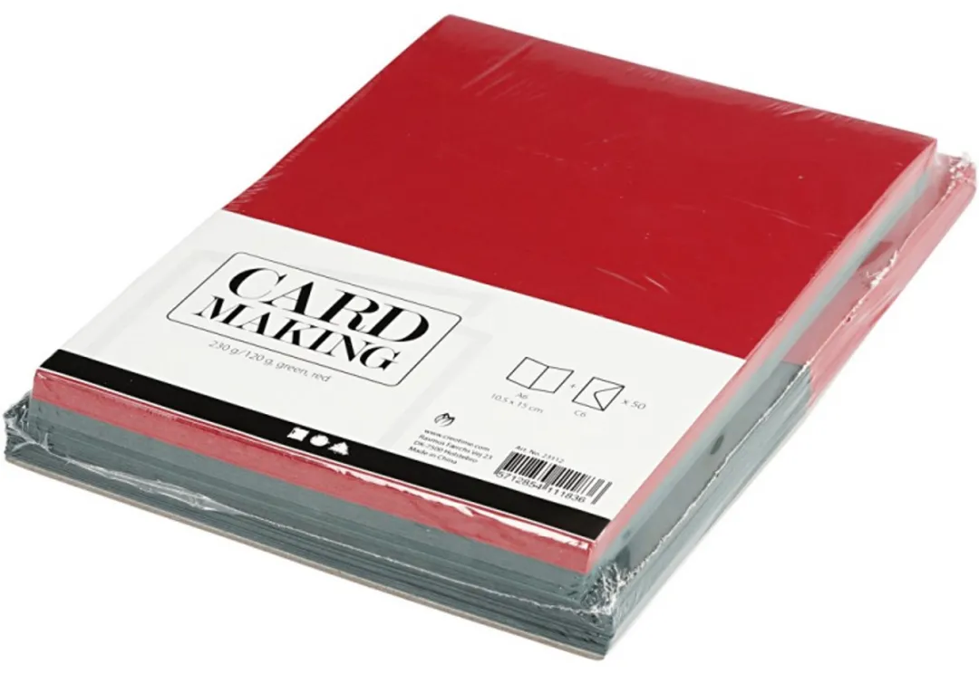 Creativ Company Kaarten & Enveloppen Rood-Groen 10,5x15cm - 50 Sets