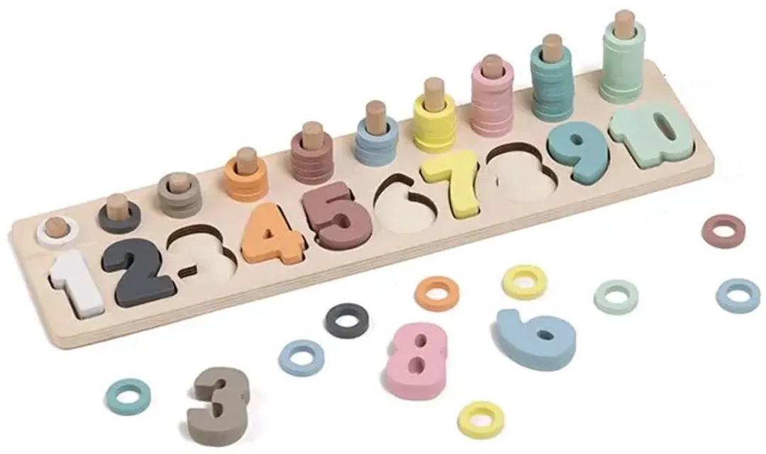 Eurekakids Montessori Houten Stapel- en Telpuzzel 65-delig