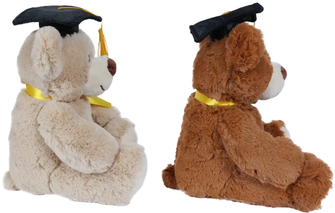 PIA Soft Toys Afstudeerberen Knuffels - 2 Stuks 20cm - Beige/Bruin