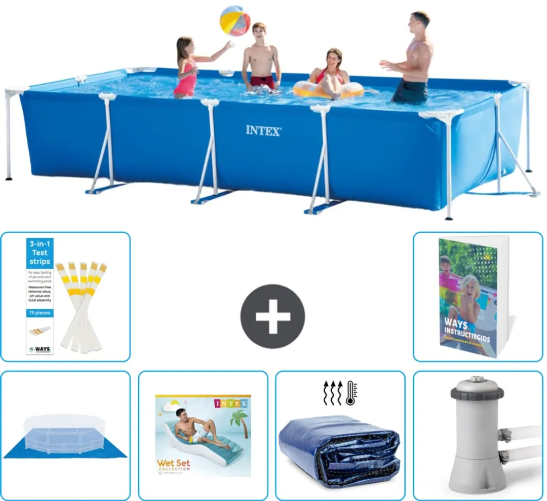 Intex Rechthoekig Frame Zwembad 450x220cm Blauw
