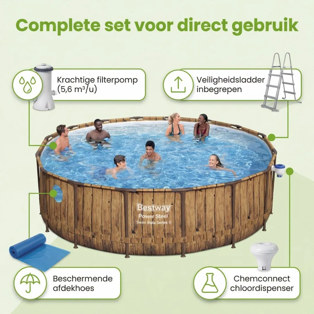 Bestway Rond Power Steel Swim Vista Zwembad 549cm - 23.062L - 8-delig