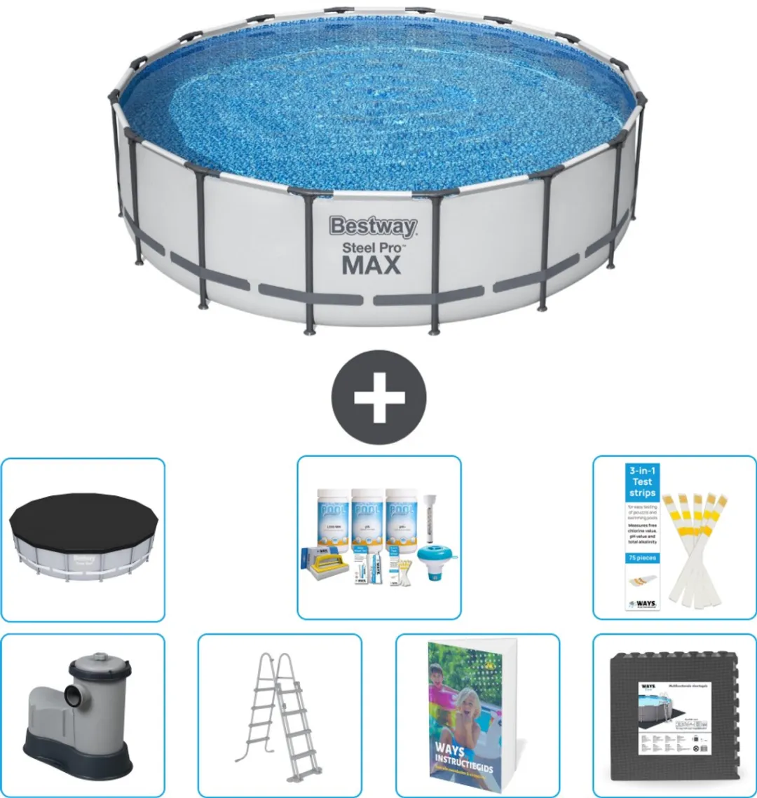 Bestway Steel Pro MAX Zwembad 488x122cm - Grijs - 19.480L