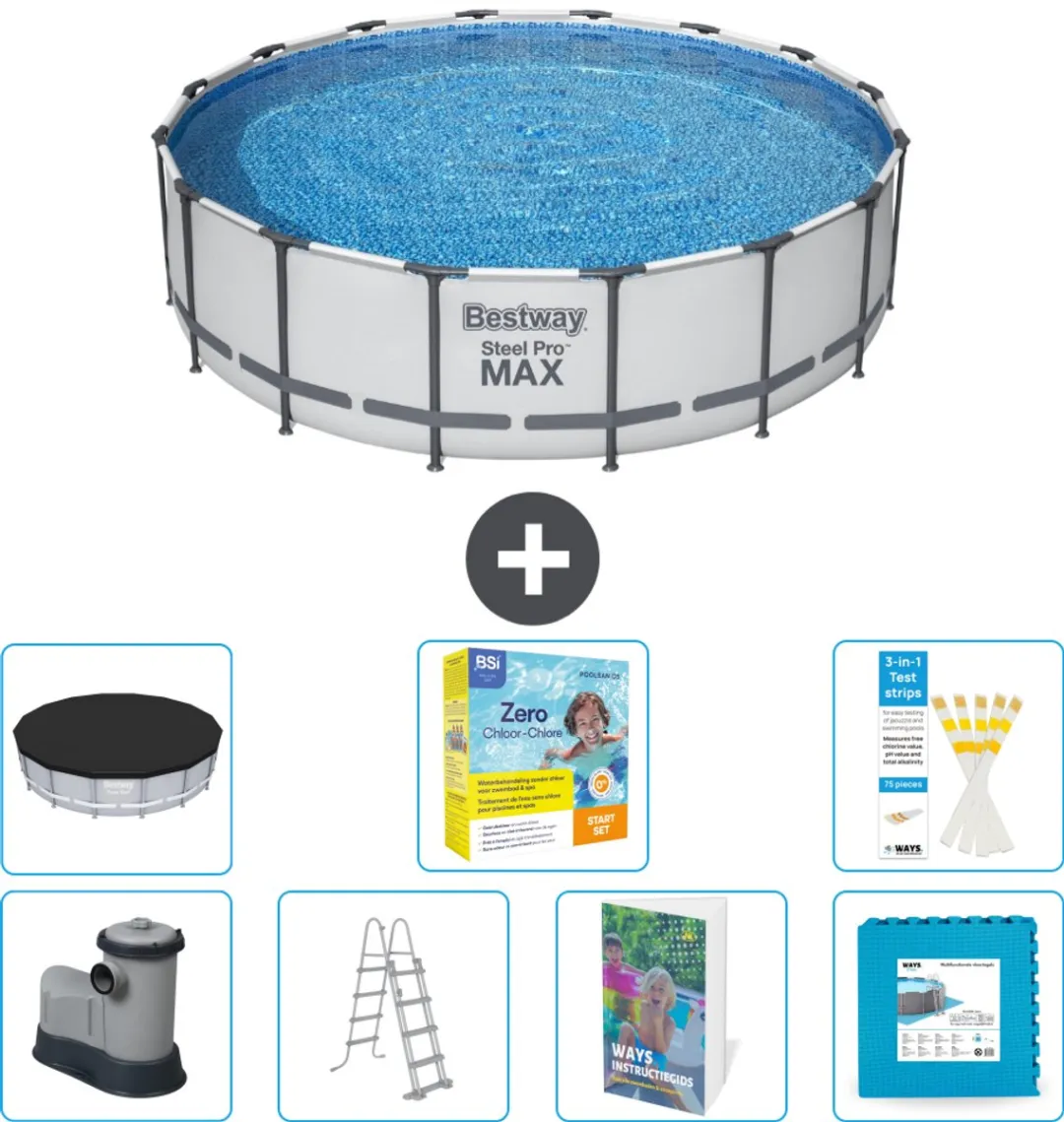 Bestway Steel Pro MAX Zwembad 488x122cm - Grijs - 19.480L