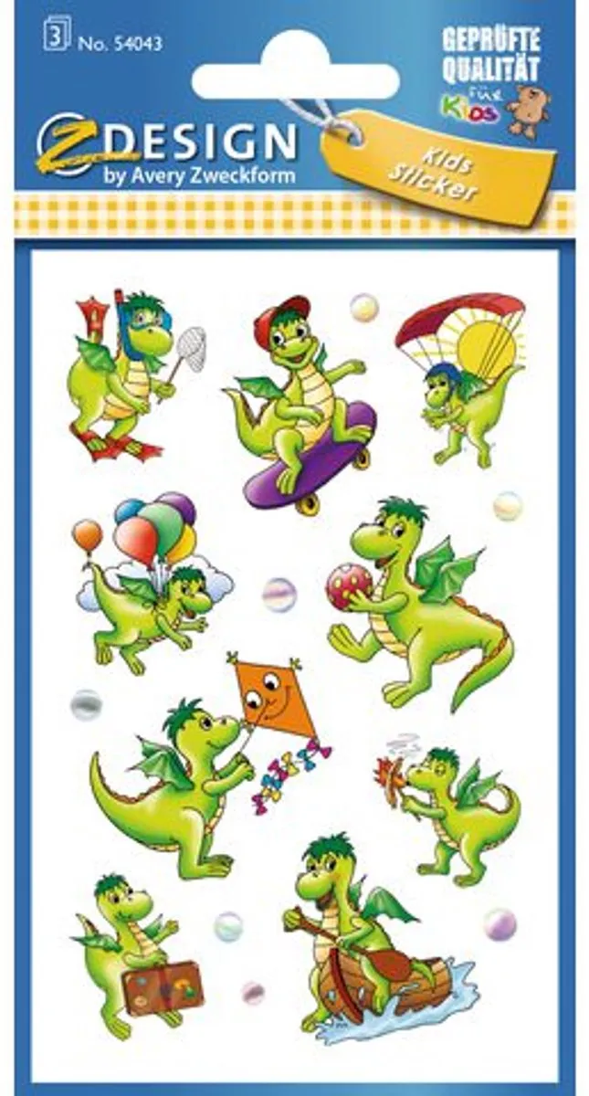 Avery Stickervel Dragon 7,6x12cm Groen - 27-delig