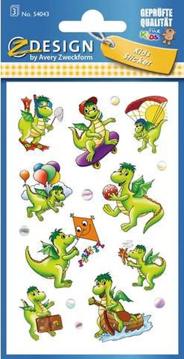 Avery Stickervel Dragon 7,6x12cm Groen