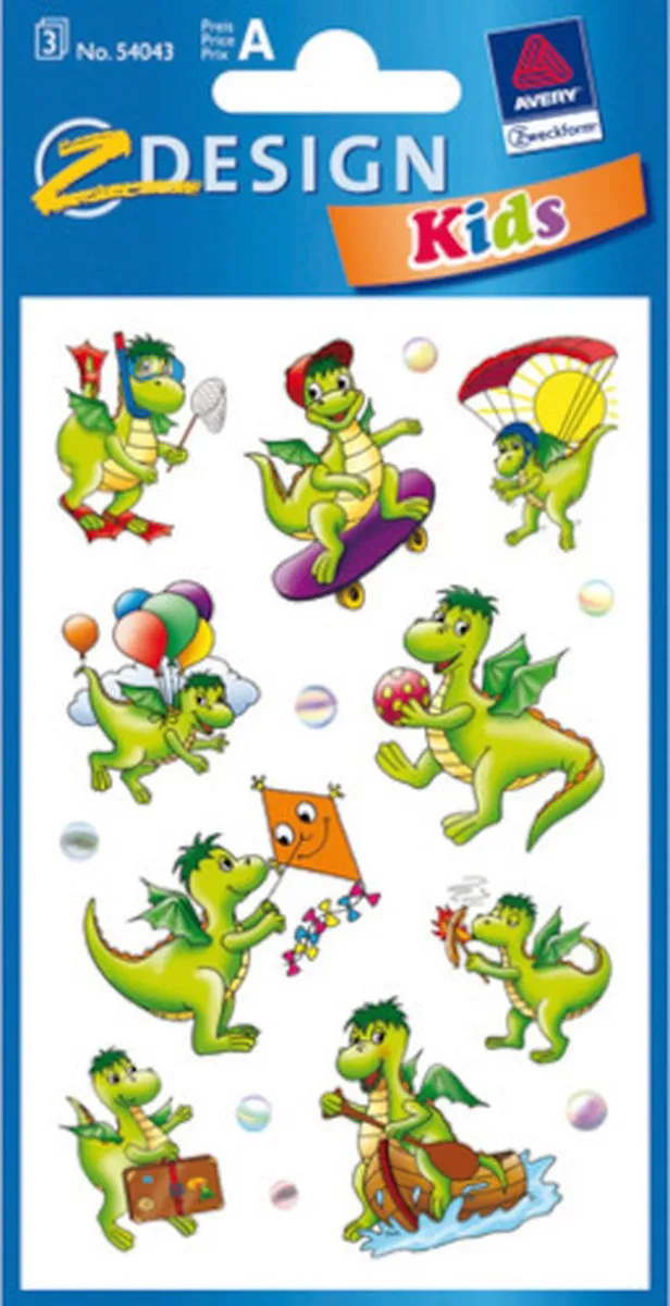 Avery Stickervel Dragon 7,6x12cm Groen - 27-delig