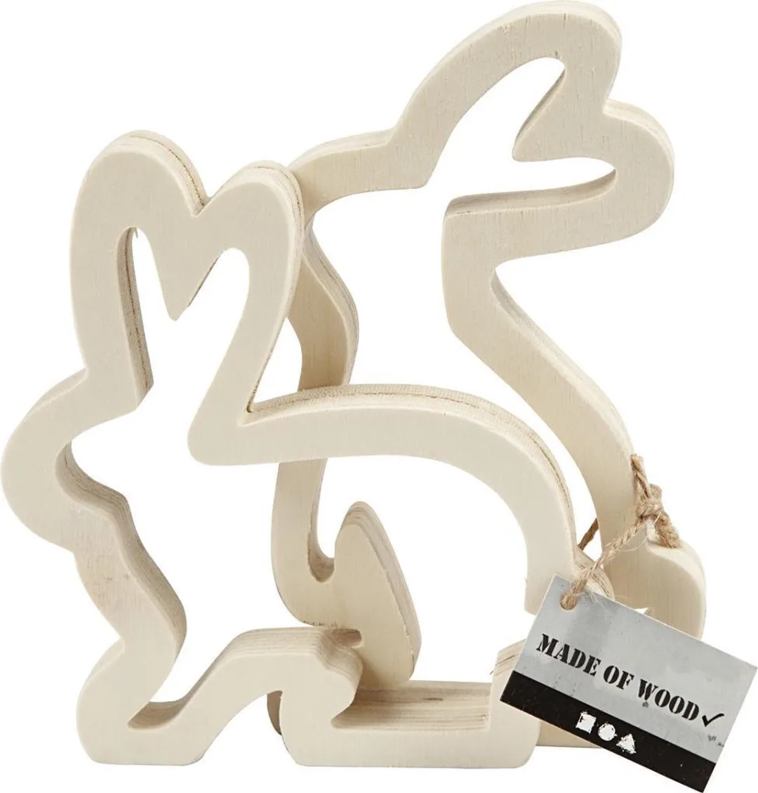 Creativ Company Houten Paashazen 14cm - 2 Stuks