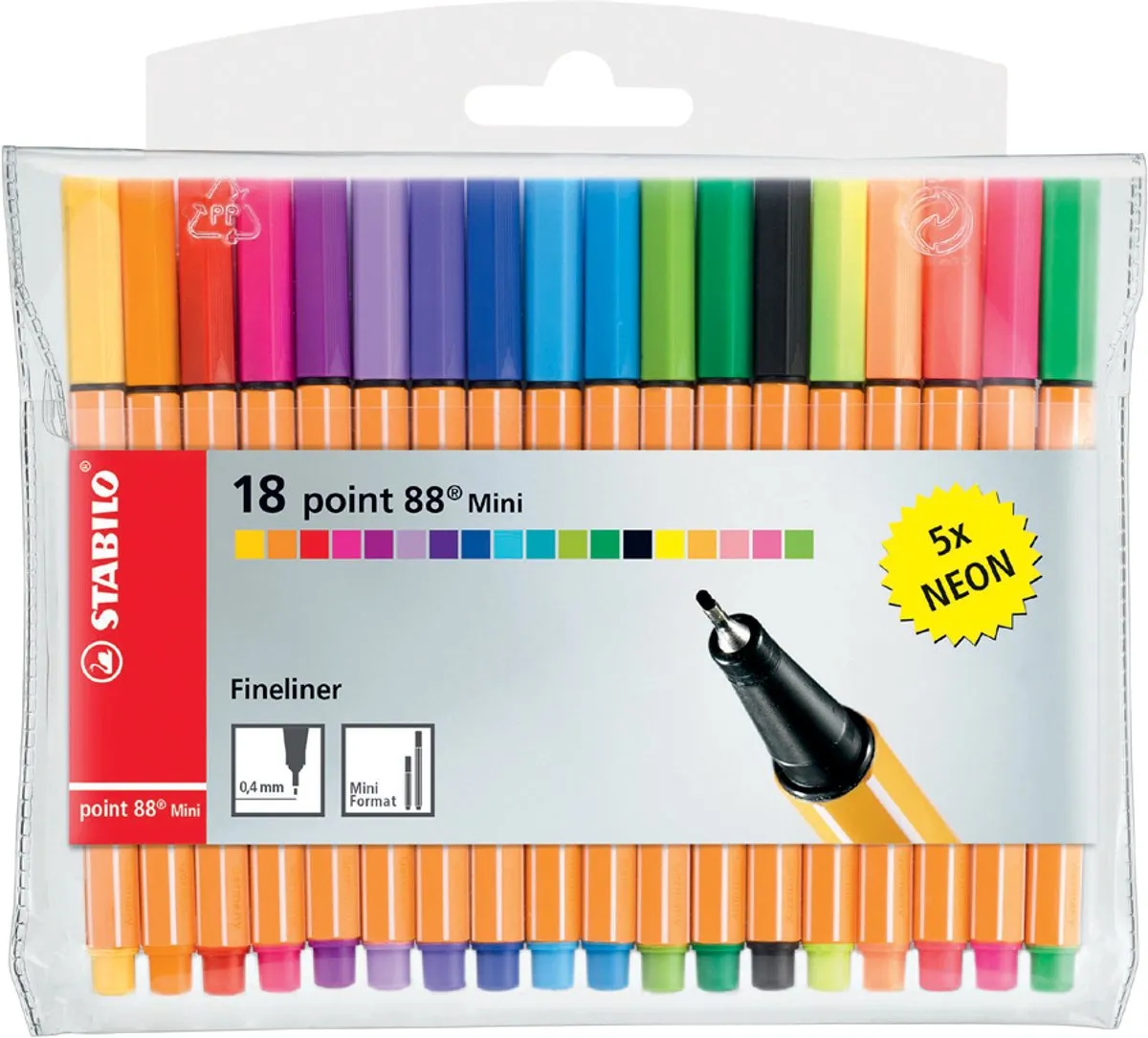 STABILO point 88 Mini Fijnschrijver - 18 Stuks - Meerkleurig