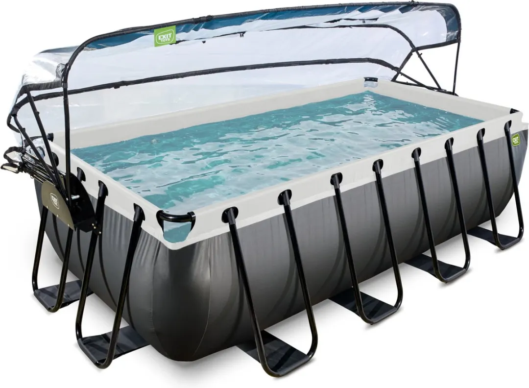 EXIT Toys Zwembad 400x200x100cm - Zwart - met Zandfilterpomp & Overkapping