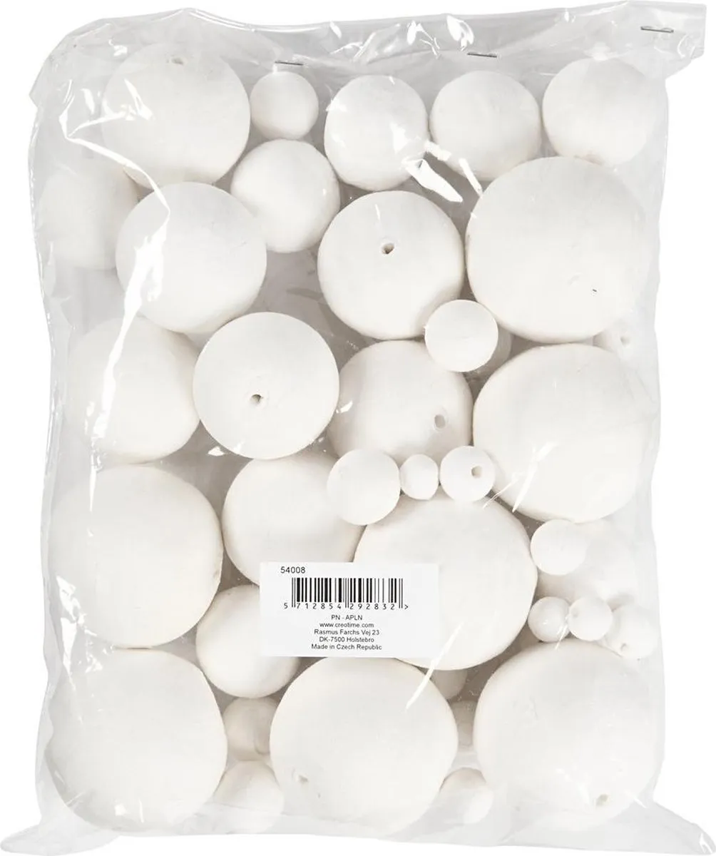 Creativ Company Creotime Katoen Ballen Mix Set 42 Stuks Wit