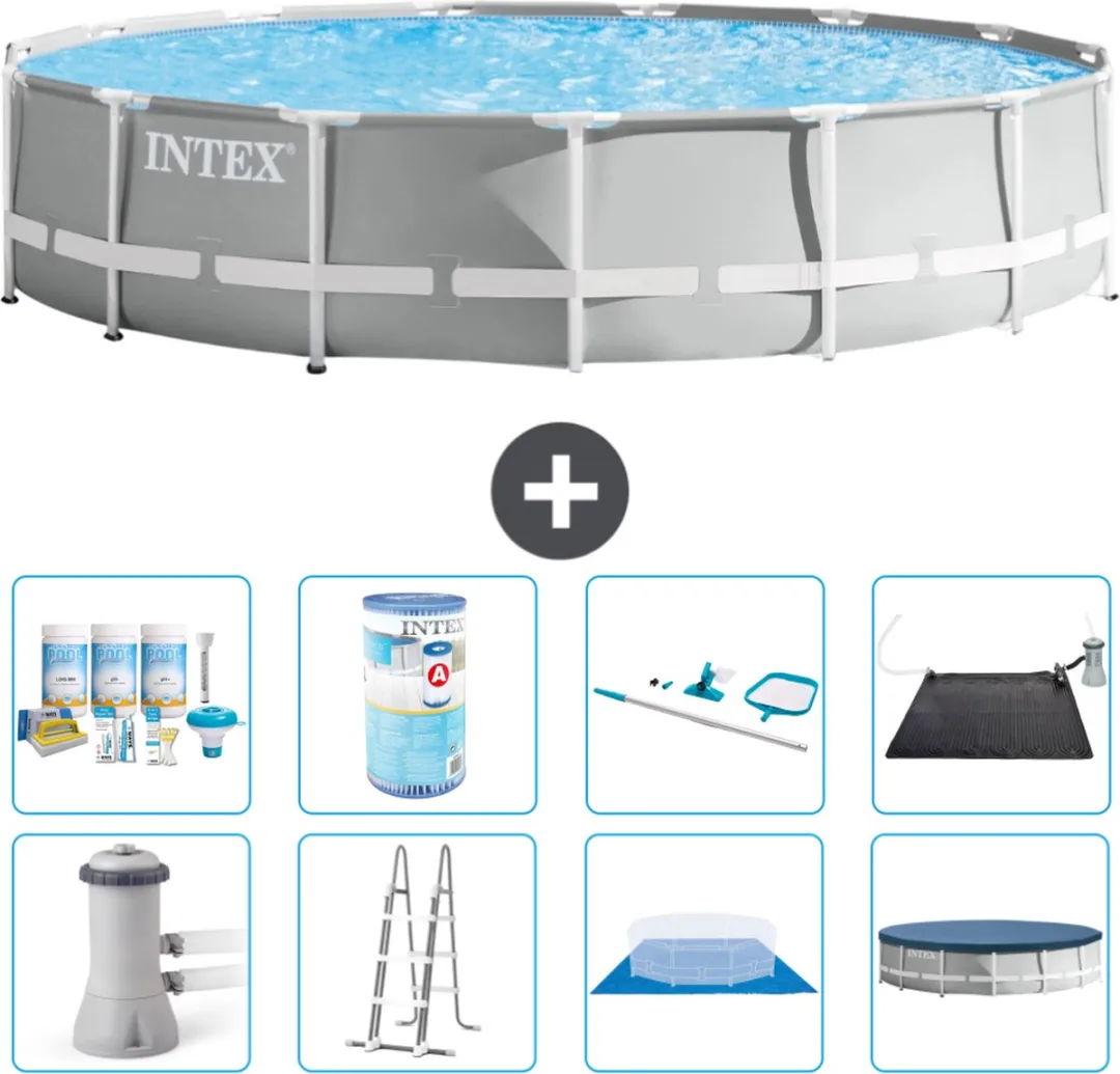 Intex Rond Prism Frame Zwembad 457x107cm - Grijs