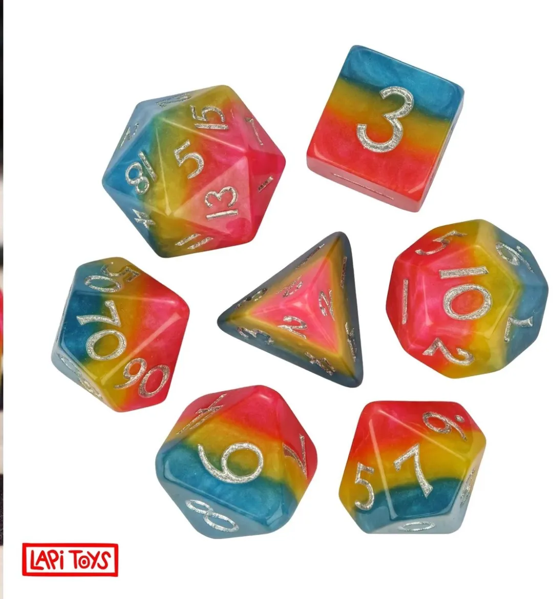 Lapi Toys DnD Dobbelstenen Set - 7-delig Acryl - Meerkleurig