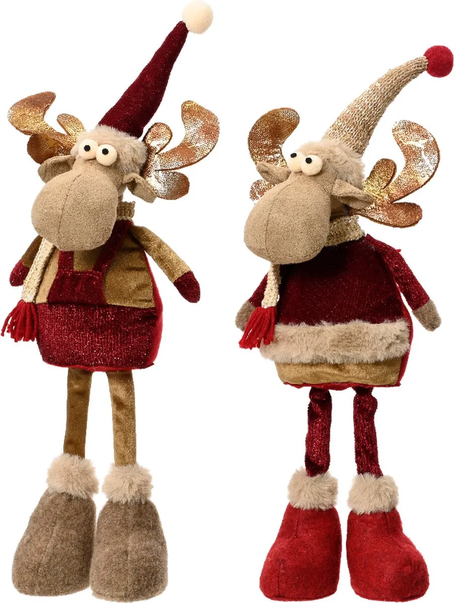 Kaemingk Polyester Rendier Bruin met Beige Muts - 50cm