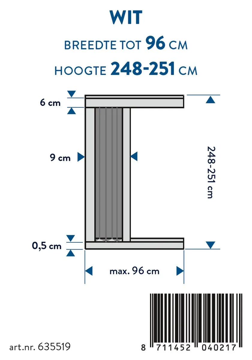Bruynzeel Plisséhordeur S900 S 96x248-251cm - Wit