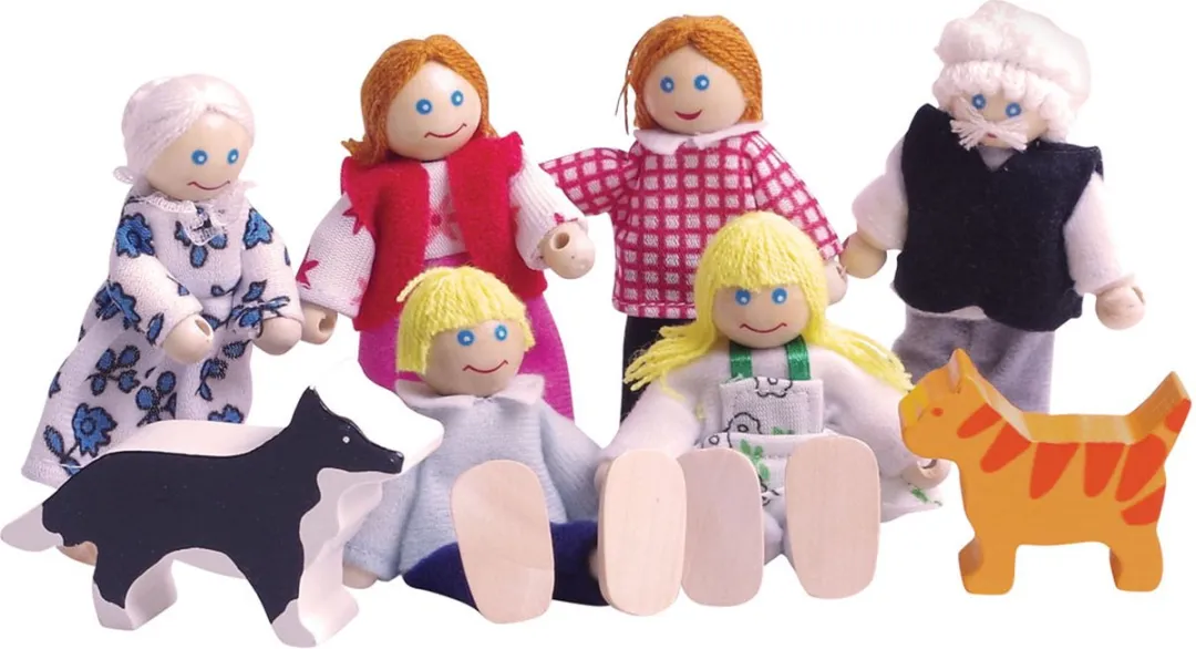 BigJigs Poppenhuis Familie JT117 - Meerdere kleuren