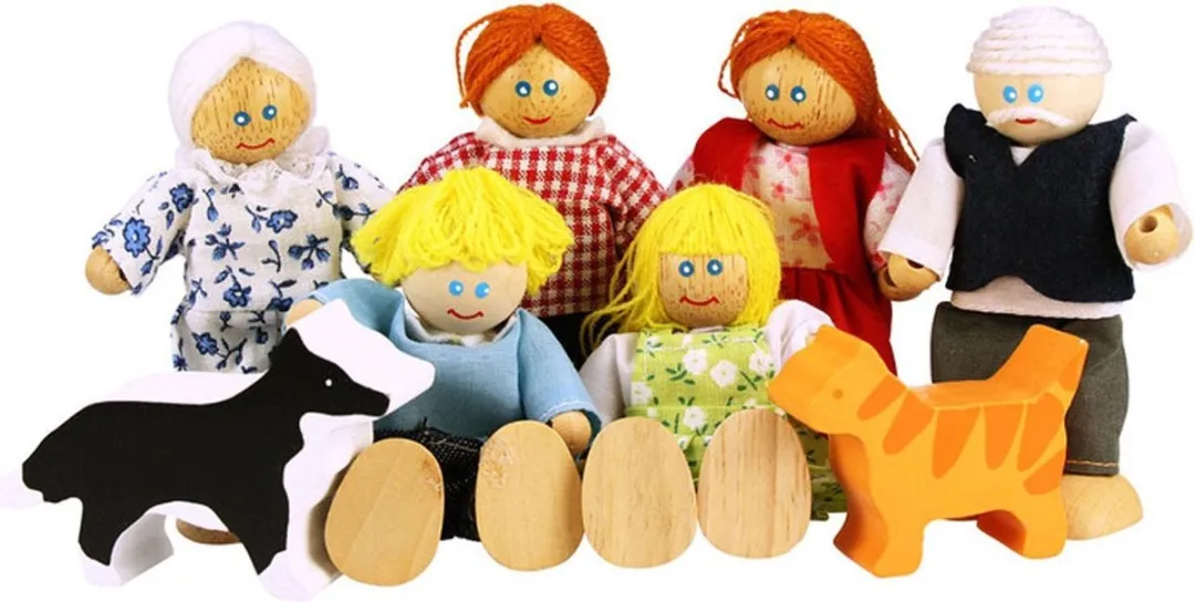 BigJigs Poppenhuis Familie JT117 - Meerdere kleuren